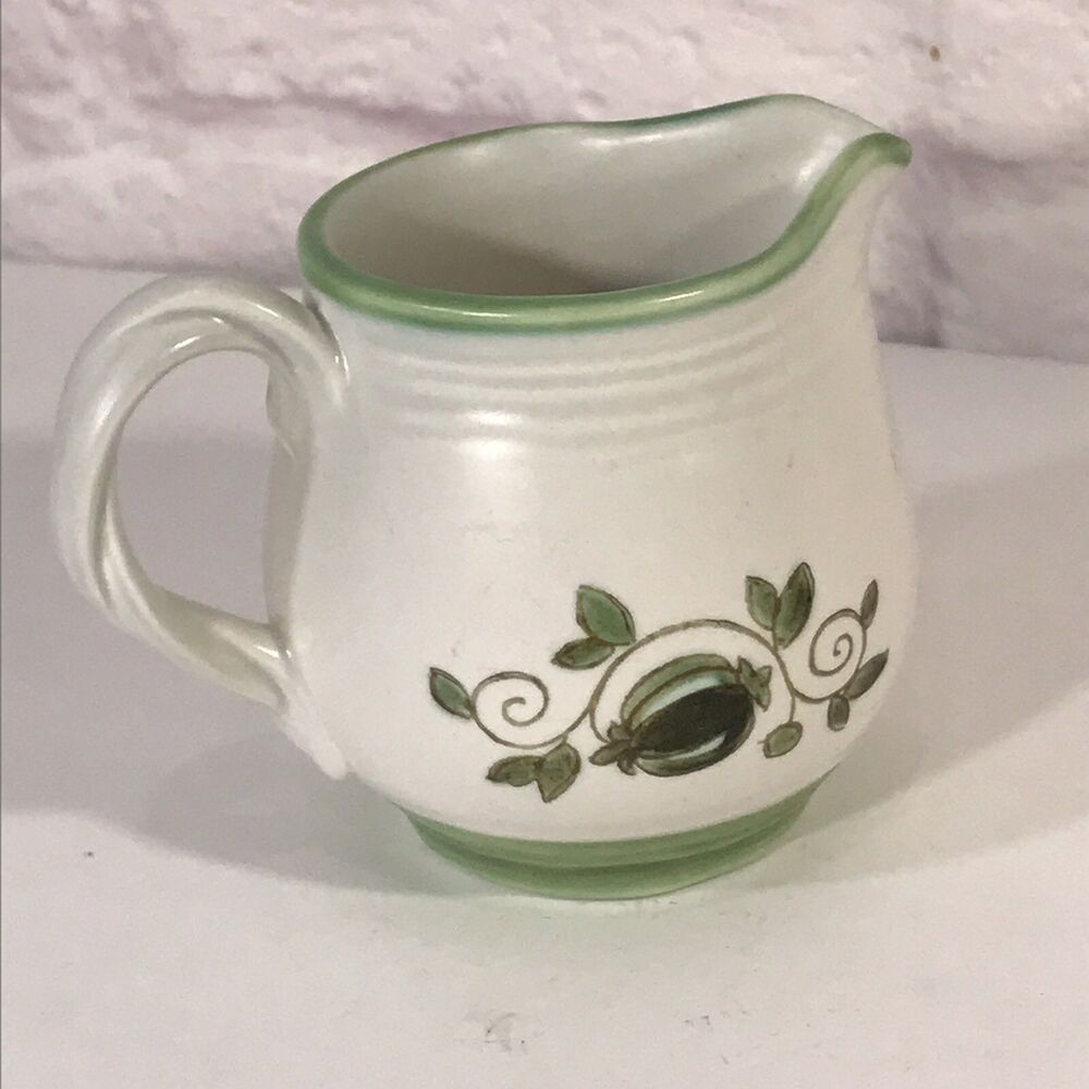 Vintage Metlox Mission Verde Poppytrail 3 1/2" Creamer Green Floral Vines 1960's - Picture 3 of 6